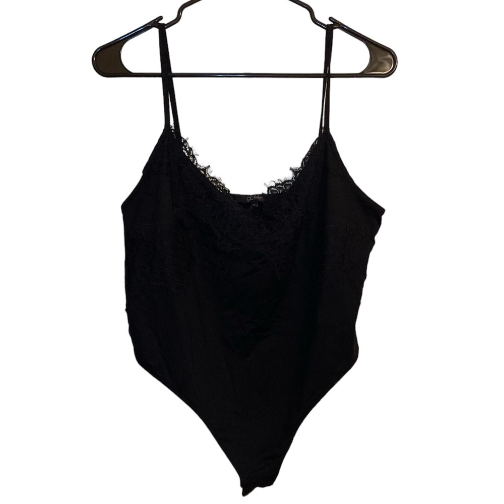 Black bodysuit with lace trim